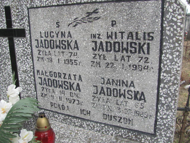 Lucyna Florentyna Jadowska 1880 Wąchock - Grobonet - Wyszukiwarka osób pochowanych