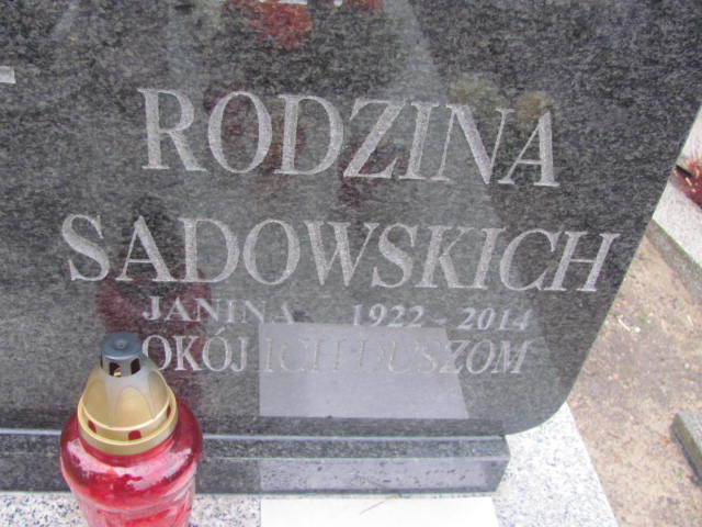 Janina Sadowska 1922 Wąchock - Grobonet - Wyszukiwarka osób pochowanych